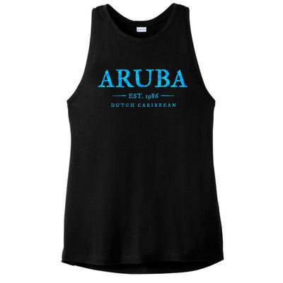 Aruba Throwback Letter Souvenir Ladies PosiCharge Tri-Blend Wicking Tank