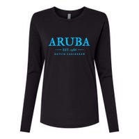 Aruba Throwback Letter Souvenir Womens Cotton Relaxed Long Sleeve T-Shirt