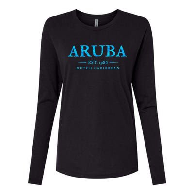 Aruba Throwback Letter Souvenir Womens Cotton Relaxed Long Sleeve T-Shirt