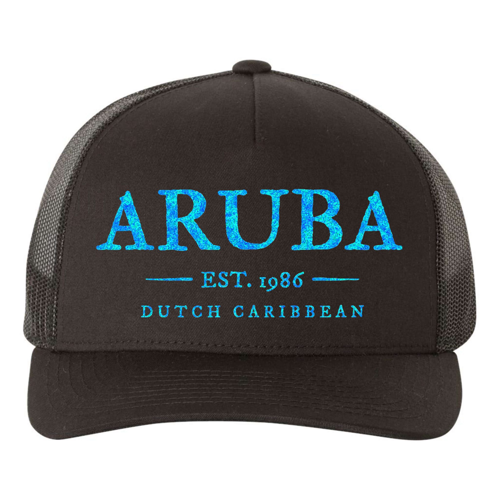 Aruba Throwback Letter Souvenir Yupoong Adult 5-Panel Trucker Hat