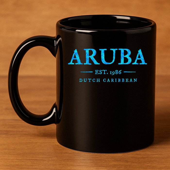 Aruba Throwback Letter Souvenir 11oz C Handle Ceramic Mug