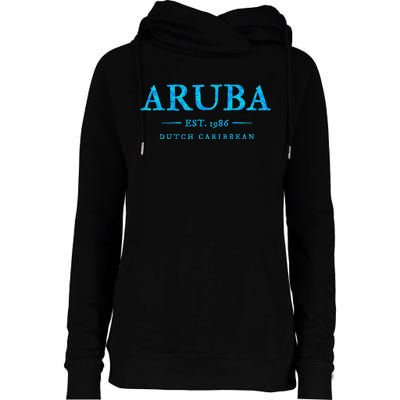 Aruba Throwback Letter Souvenir Womens Funnel Neck Pullover Hood