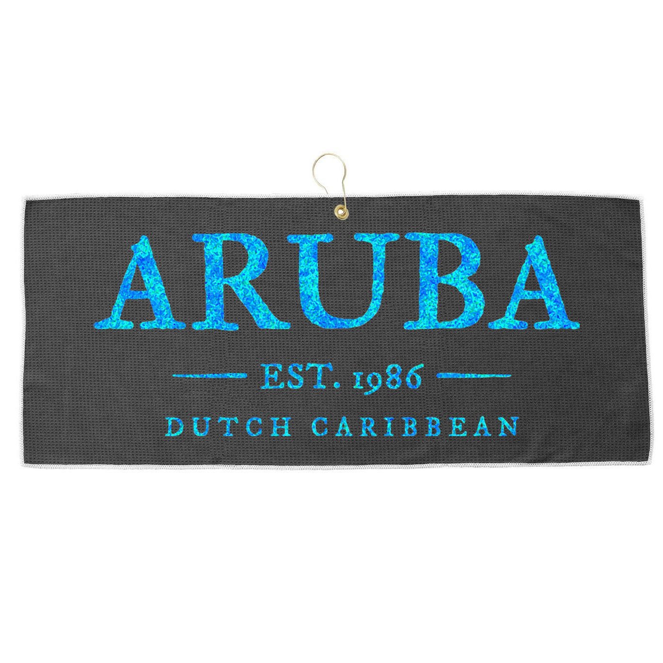 Aruba Throwback Letter Souvenir Large Microfiber Waffle Golf Towel