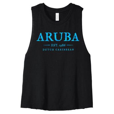 Aruba Throwback Letter Souvenir Women's Racerback Cropped Tank