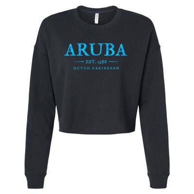 Aruba Throwback Letter Souvenir Cropped Pullover Crew