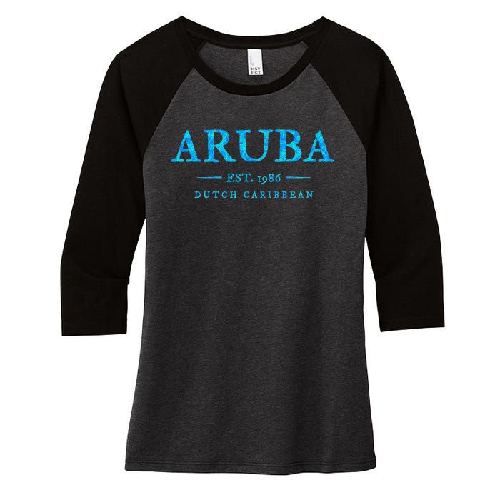 Aruba Throwback Letter Souvenir Women's Tri-Blend 3/4-Sleeve Raglan Shirt