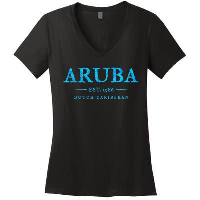 Aruba Throwback Letter Souvenir Women's V-Neck T-Shirt