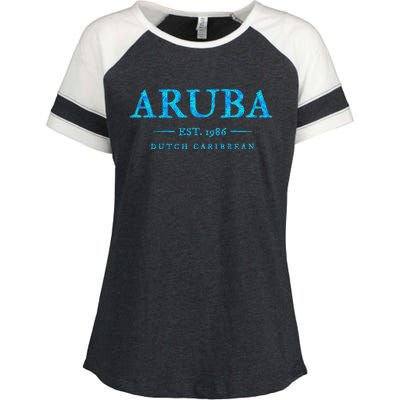 Aruba Throwback Letter Souvenir Enza Ladies Jersey Colorblock Tee