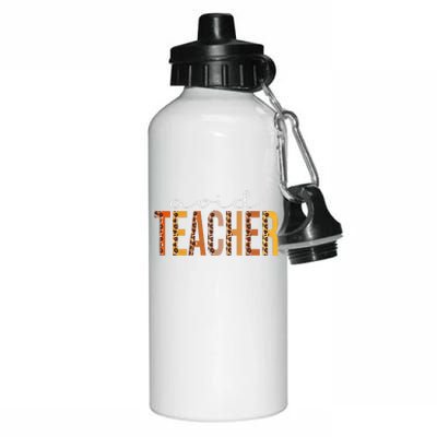 Avid Teacher Leopard Squad Cute Fall Autumn Thanksgiving Aluminum Water Bottle