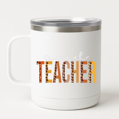 Avid Teacher Leopard Squad Cute Fall Autumn Thanksgiving 12 oz Stainless Steel Tumbler Cup