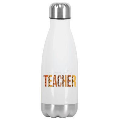 Avid Teacher Leopard Squad Cute Fall Autumn Thanksgiving Stainless Steel Insulated Water Bottle