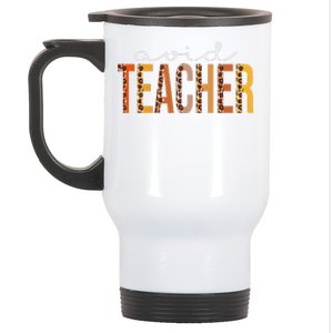 Avid Teacher Leopard Squad Cute Fall Autumn Thanksgiving Stainless Steel Travel Mug