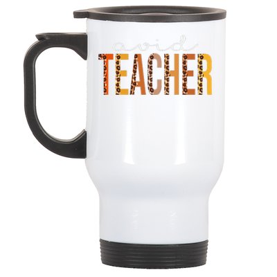 Avid Teacher Leopard Squad Cute Fall Autumn Thanksgiving Stainless Steel Travel Mug