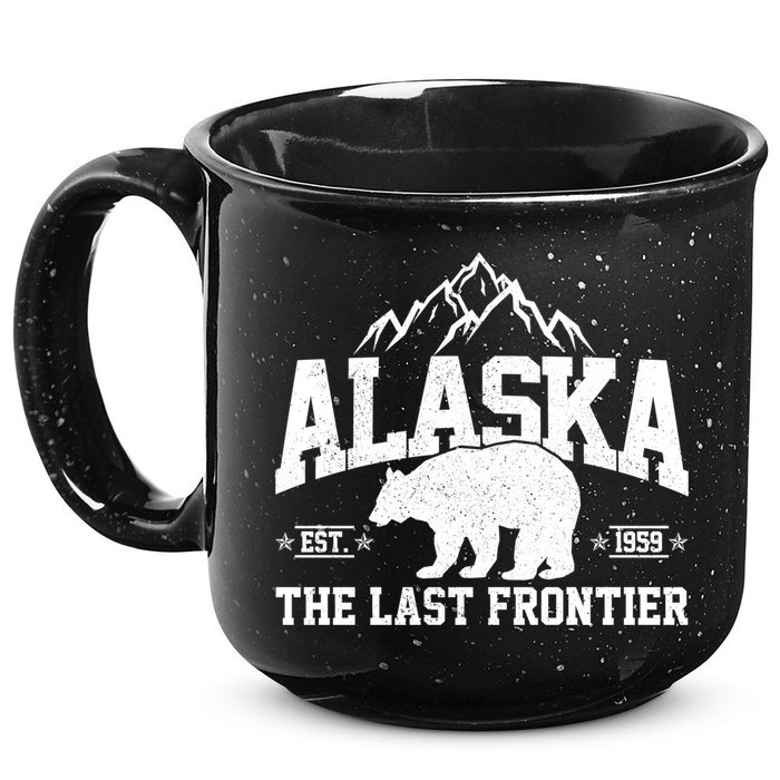 Alaska The Last Frontier EST 1959 Grizzly Bear Mountains 15oz Campfire Ceramic Mug