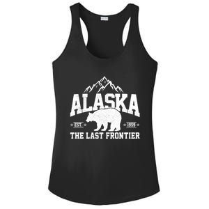 Alaska The Last Frontier EST 1959 Grizzly Bear Mountains Ladies PosiCharge Competitor Racerback Tank