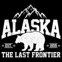 Alaska The Last Frontier EST 1959 Grizzly Bear Mountains Cropped Pullover Crew