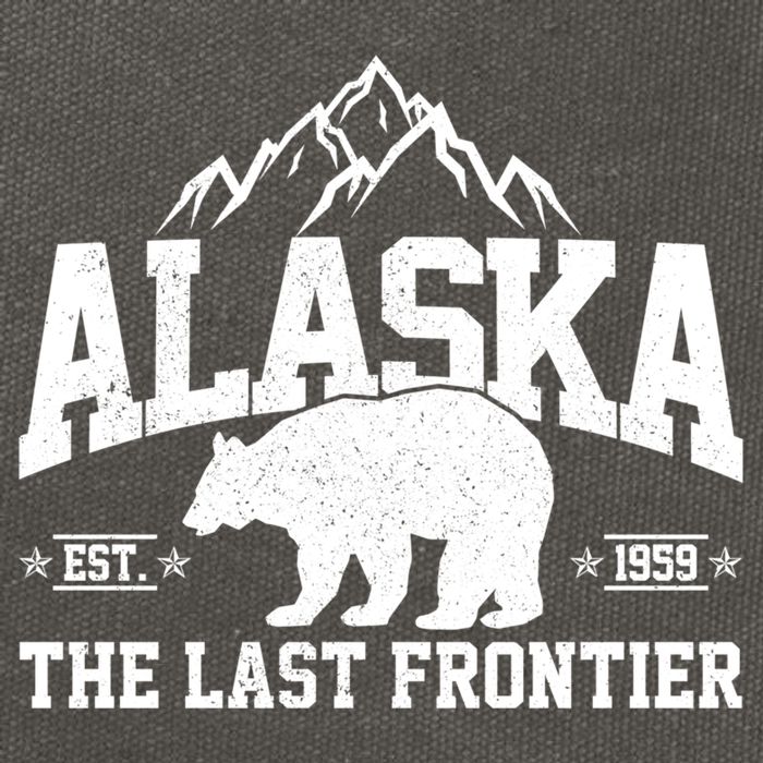 Alaska The Last Frontier EST 1959 Grizzly Bear Mountains Cotton Canvas Backpack