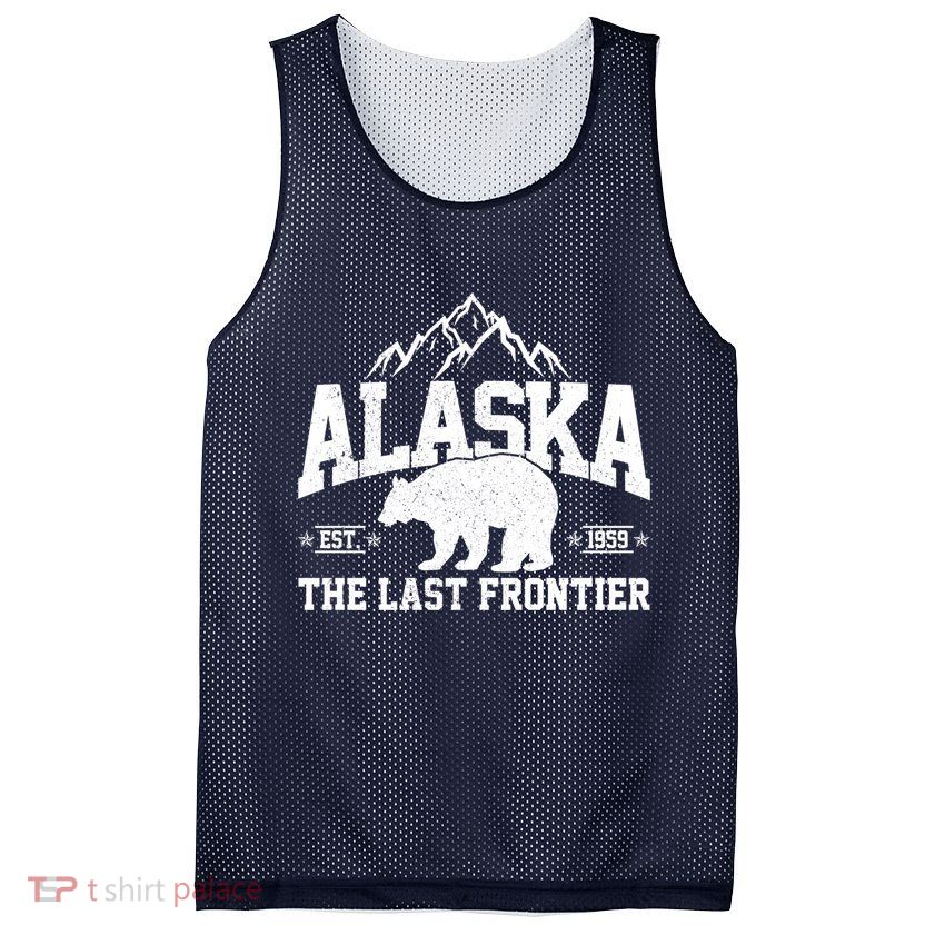 Alaska The Last Frontier EST 1959 Grizzly Bear Mountains Mesh Reversible Basketball Jersey Tank