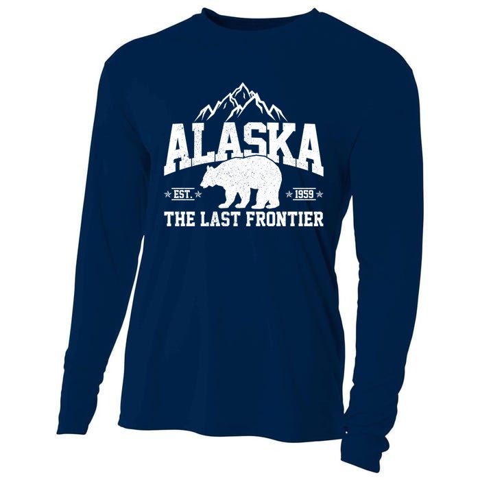 Alaska The Last Frontier EST 1959 Grizzly Bear Mountains Cooling Performance Long Sleeve Crew