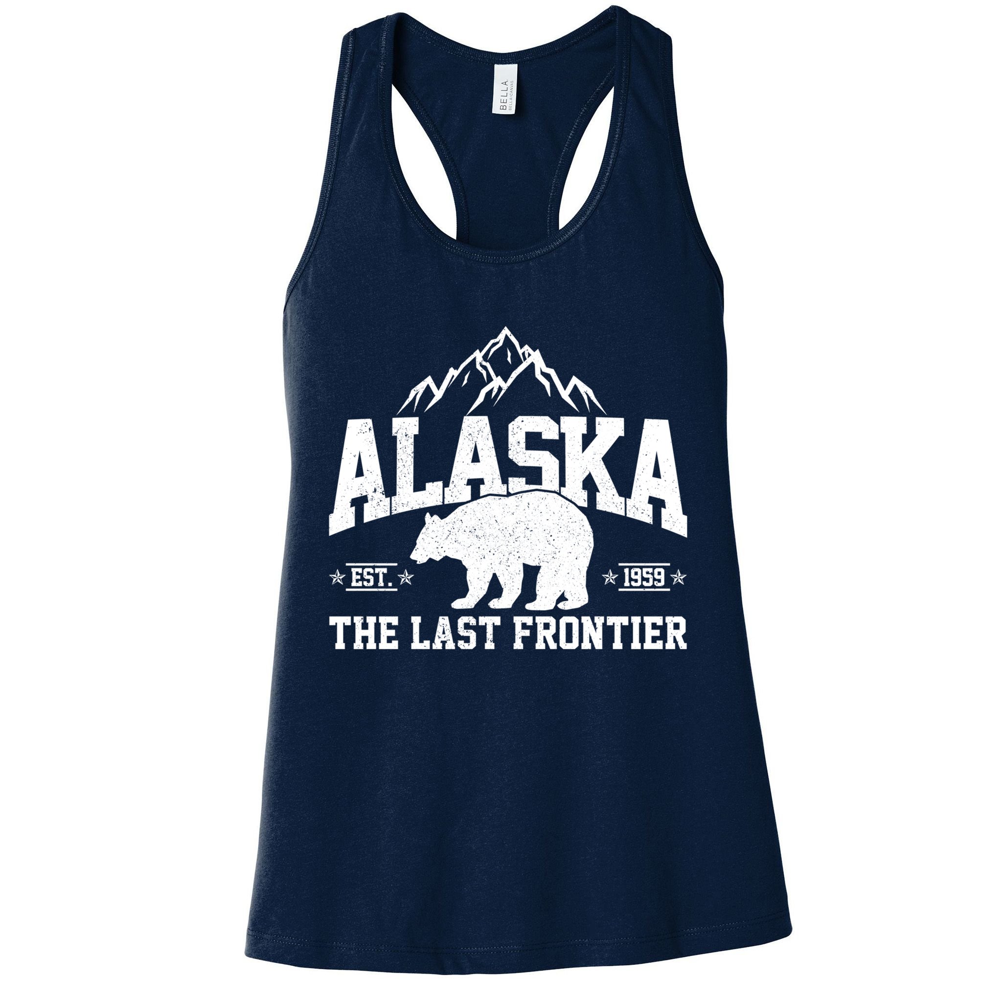 Alaska The Last Frontier EST 1959 Grizzly Bear Mountains Womens Tank Top