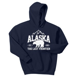 Alaska The Last Frontier EST 1959 Grizzly Bear Mountains Kids Hoodie