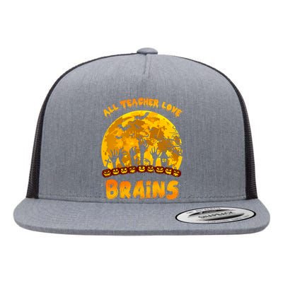 All Teacher Love Brains Flat Bill Trucker Hat