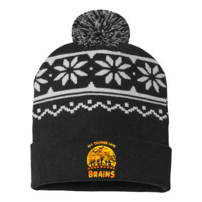 All Teacher Love Brains USA-Made Snowflake Beanie