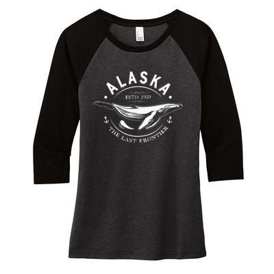 Alaska The Last Frontier Whale Home Cruise Women's Tri-Blend 3/4-Sleeve Raglan Shirt