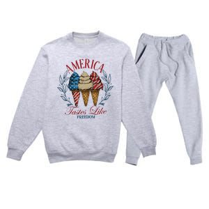 America Tastes Like Freedom America Premium Crewneck Sweatsuit Set