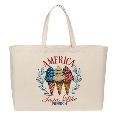 America Tastes Like Freedom America Cotton Canvas Jumbo Tote