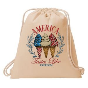 America Tastes Like Freedom America Drawstring Bag