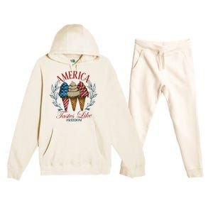 America Tastes Like Freedom America Premium Hooded Sweatsuit Set