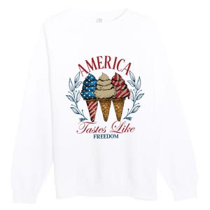 America Tastes Like Freedom America Premium Crewneck Sweatshirt