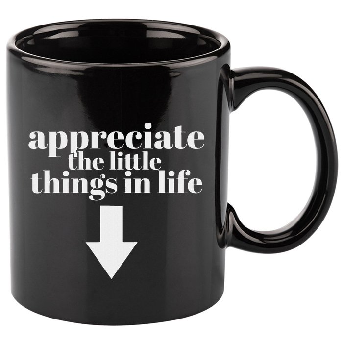 Appreciate The Little Things In Life Arrow Funny Adult Joke 11oz C Handle Ceramic Mug