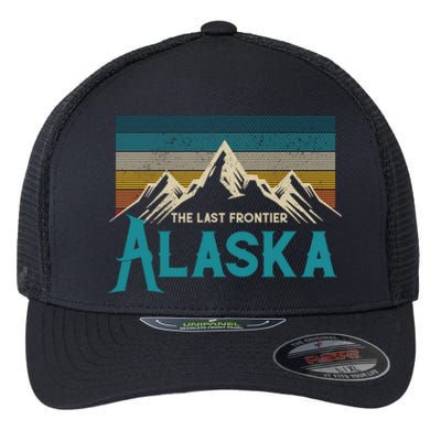 Alaska The Last Frontier Vintage Mountains Nature Gift Cute Gift Flexfit Unipanel Trucker Cap