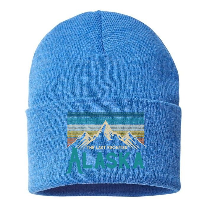 Alaska The Last Frontier Vintage Mountains Nature Gift Cute Gift Sustainable Knit Beanie