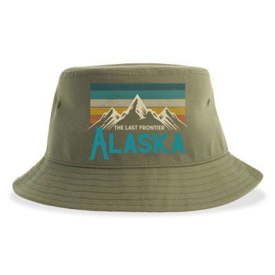 Alaska The Last Frontier Vintage Mountains Nature Gift Cute Gift Sustainable Bucket Hat