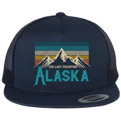 Alaska The Last Frontier Vintage Mountains Nature Gift Cute Gift Flat Bill Trucker Hat