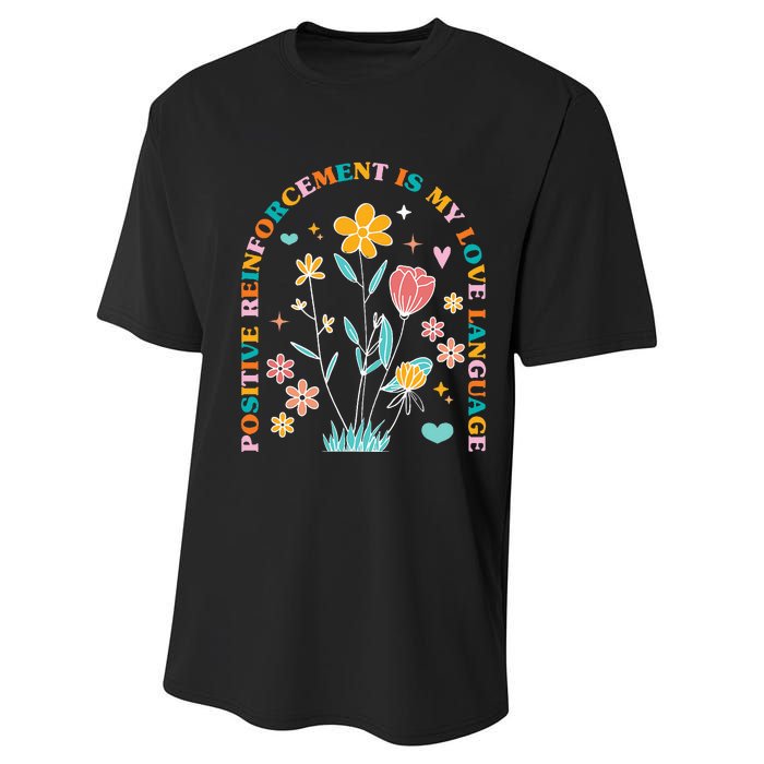 Aba Therapist Love Language Behavior Analyst Rbt Floral Performance Sprint T-Shirt