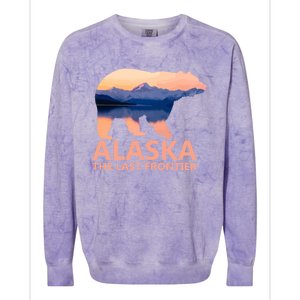 Alaska The Last Frontier Grizzly Bear Lake Gift Colorblast Crewneck Sweatshirt