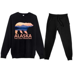 Alaska The Last Frontier Grizzly Bear Lake Gift Premium Crewneck Sweatsuit Set