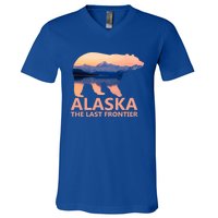 Alaska The Last Frontier Grizzly Bear Lake Gift V-Neck T-Shirt