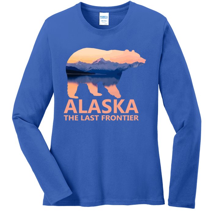 Alaska The Last Frontier Grizzly Bear Lake Gift Ladies Long Sleeve Shirt