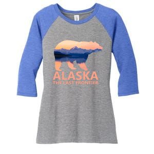 Alaska The Last Frontier Grizzly Bear Lake Gift Women's Tri-Blend 3/4-Sleeve Raglan Shirt