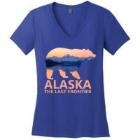 Alaska The Last Frontier Grizzly Bear Lake Gift Women's V-Neck T-Shirt