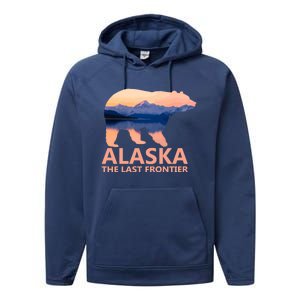 Alaska The Last Frontier Grizzly Bear Lake Gift Performance Fleece Hoodie