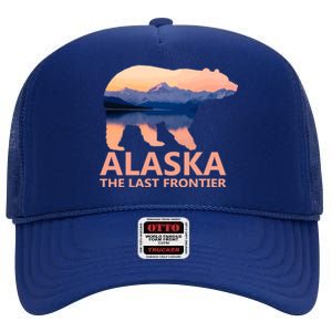 Alaska The Last Frontier Grizzly Bear Lake Gift High Crown Mesh Back Trucker Hat