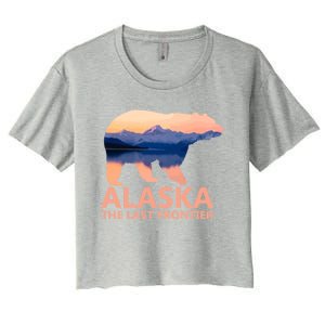 Alaska The Last Frontier Grizzly Bear Lake Gift Women's Crop Top Tee