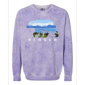 Alaska The Last Frontier Grizzly Bear Nature Lover Souvenir Gift Colorblast Crewneck Sweatshirt