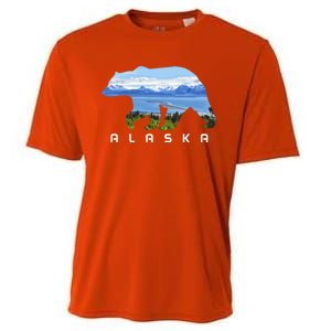 Alaska The Last Frontier Grizzly Bear Nature Lover Souvenir Gift Cooling Performance Crew T-Shirt